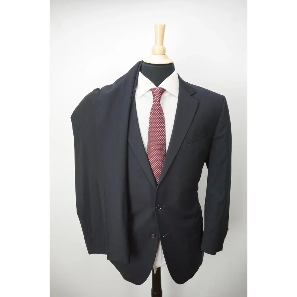 Brooks Brothers Fitzgerald Navy Blue 100% Wool 2 Pc Suit Jacket Pants Sz 45R